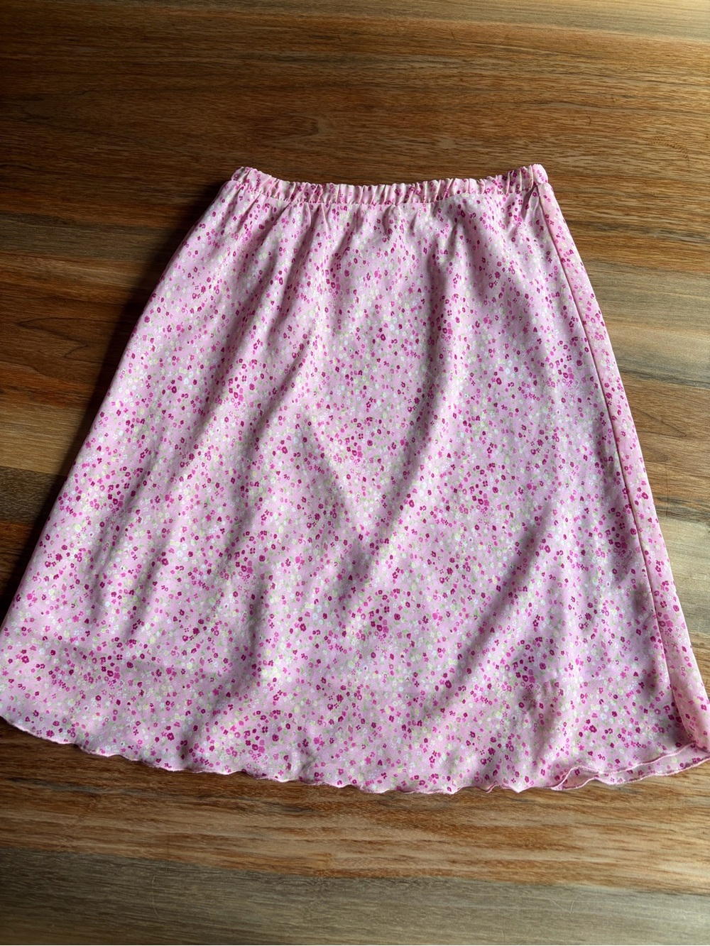 Vintage baby pink floral a-line midi skirt!